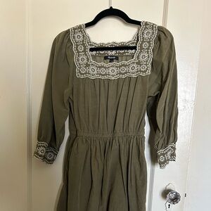 Madewell Embroideree Courduroy Sage Green dress